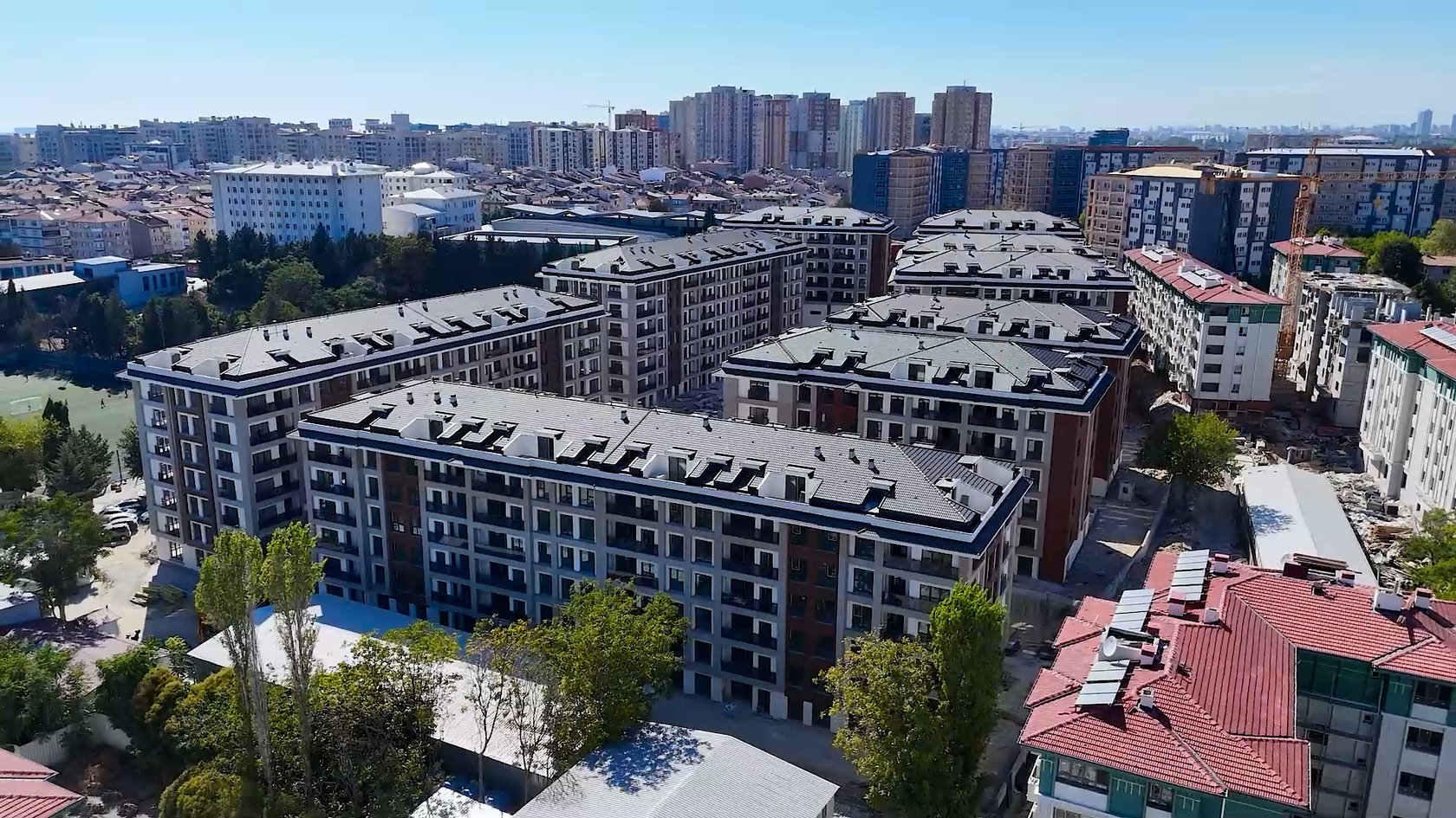 Alya Konutları Merkezefendi completed blocks in Zeytinburnu, drone view