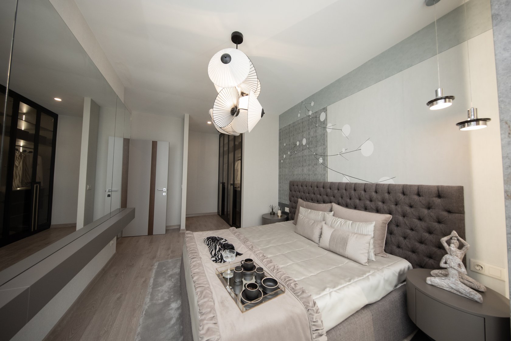 Alya Konutları Merkezefendi sample apartment master bedroom