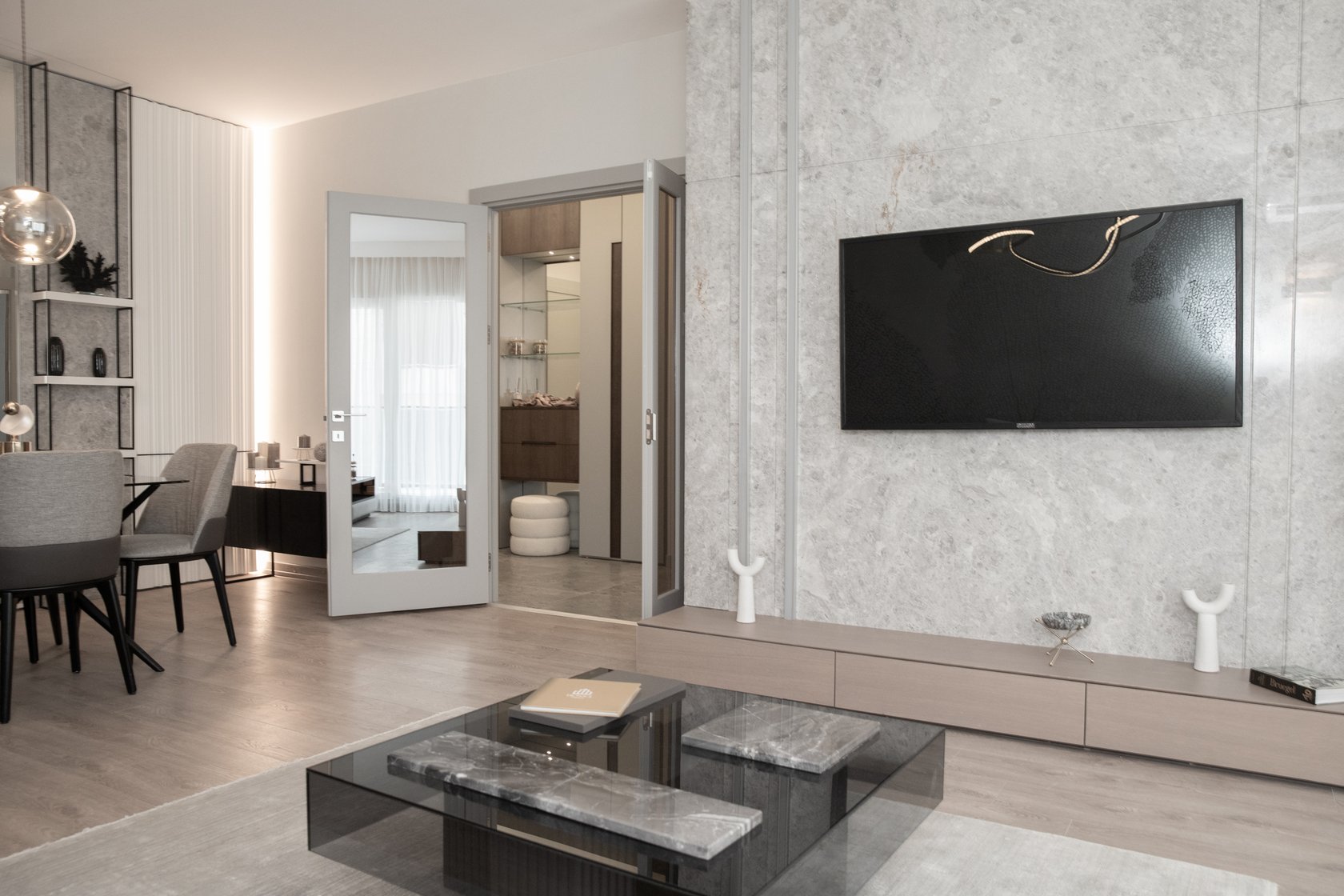 Alya Konutları Merkezefendi sample apartment living room