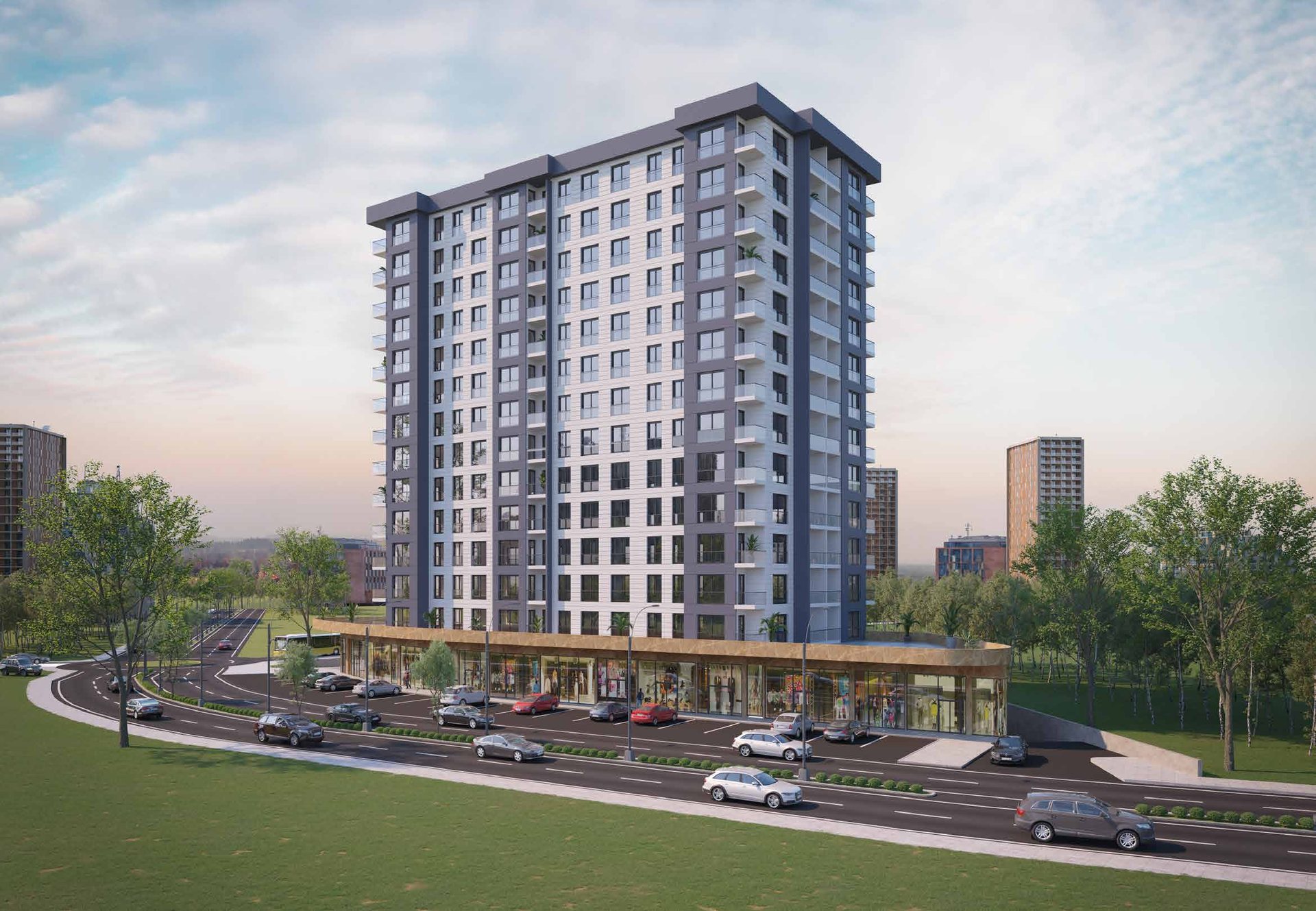 Cadde Ispartakule residential tower and retail avenue