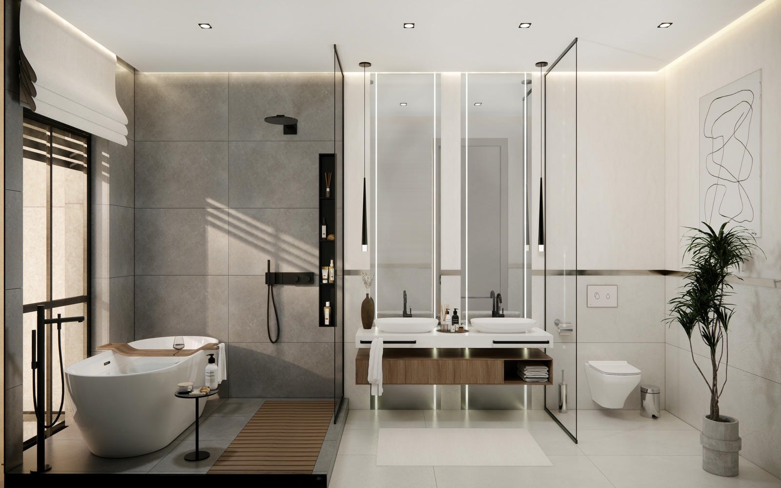 Göktürk Kemer Evleri bathroom with a freestanding bath