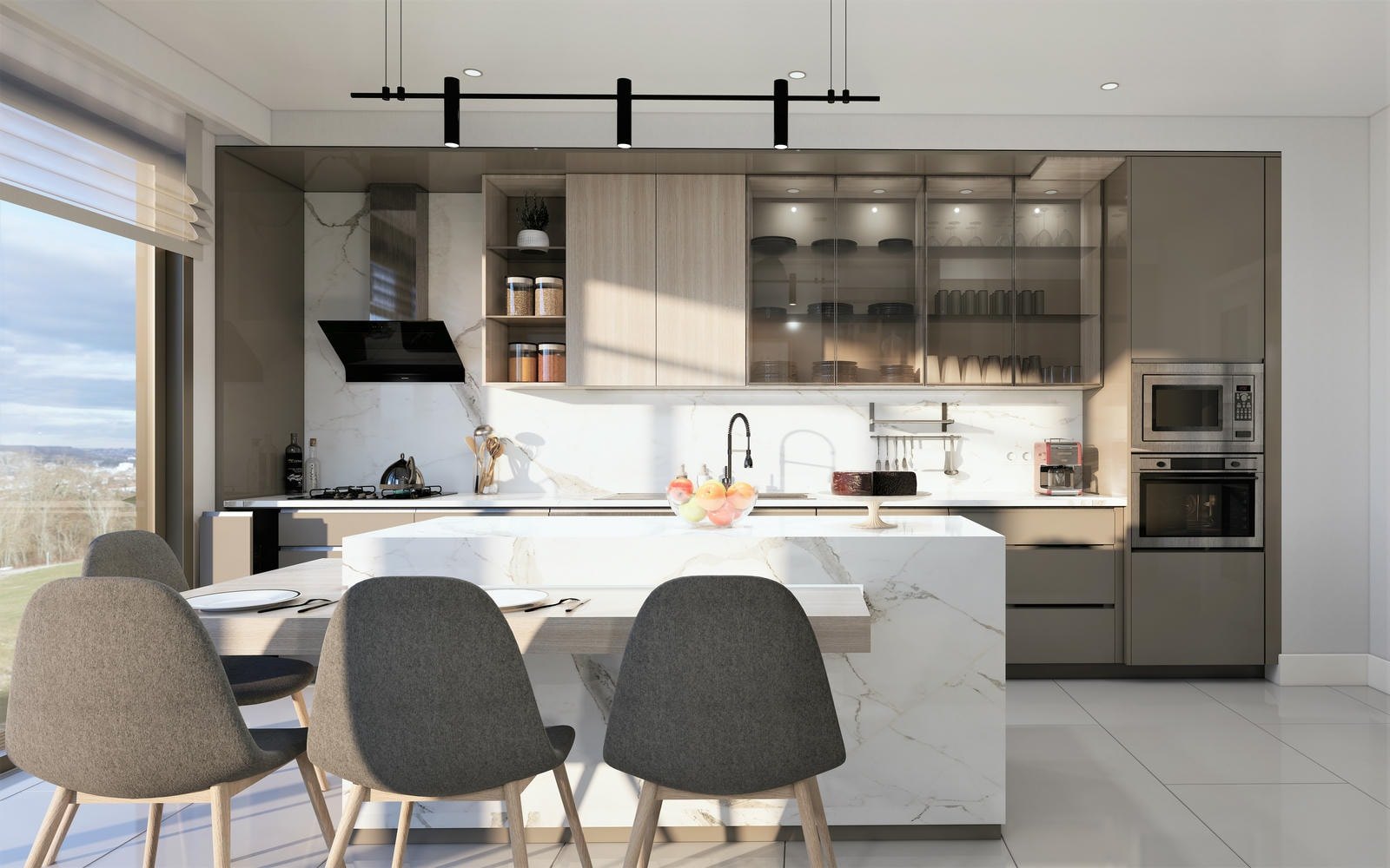 Göktürk Kemer Evleri kitchen with an island