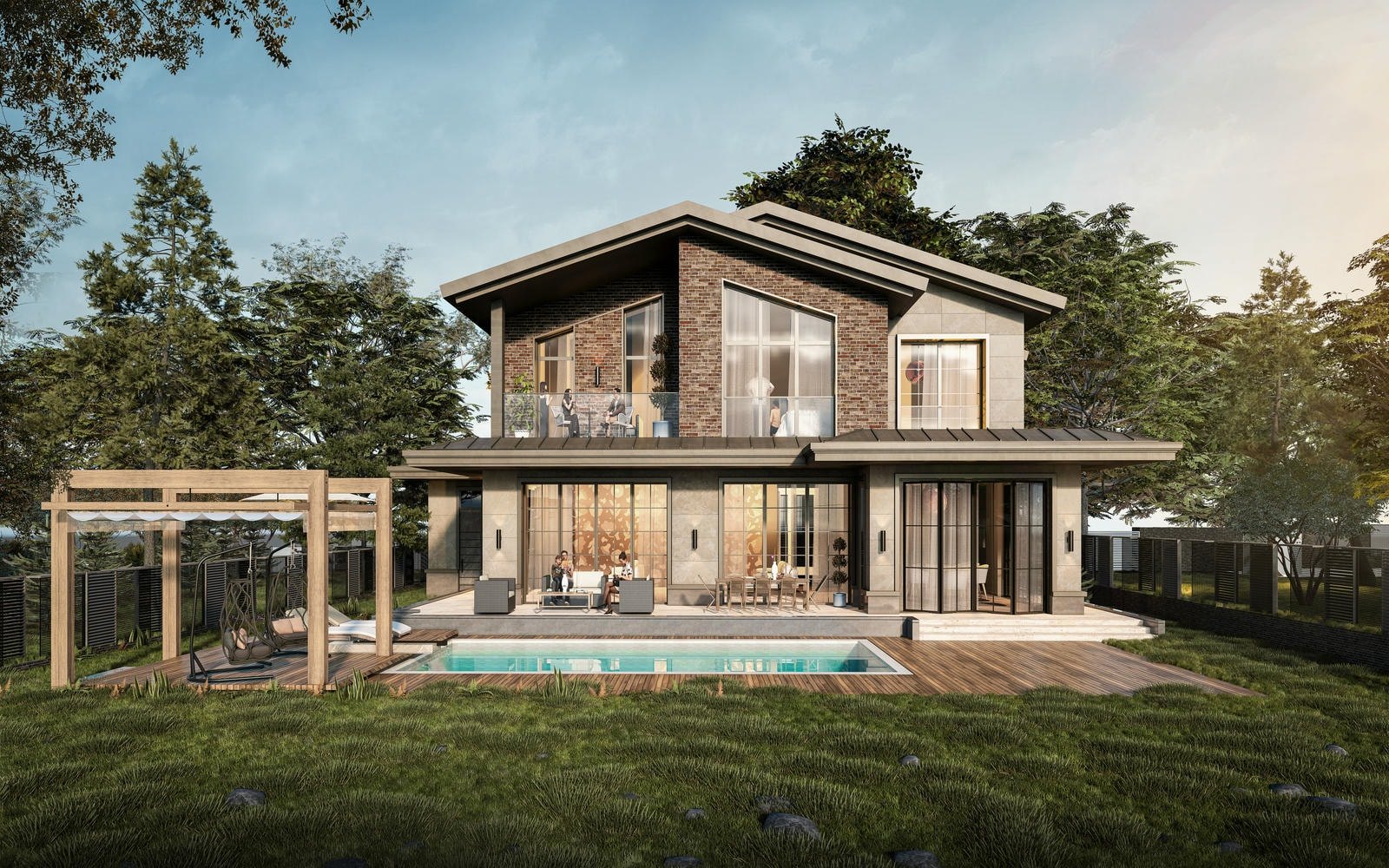 Göktürk Kemer Evleri stone-clad villa with a pool and pergola
