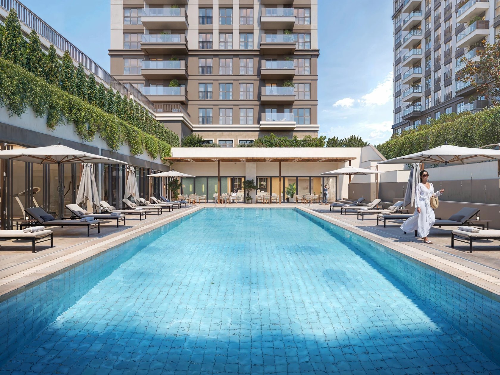 Hayat Flora outdoor swimming pool with sun loungers