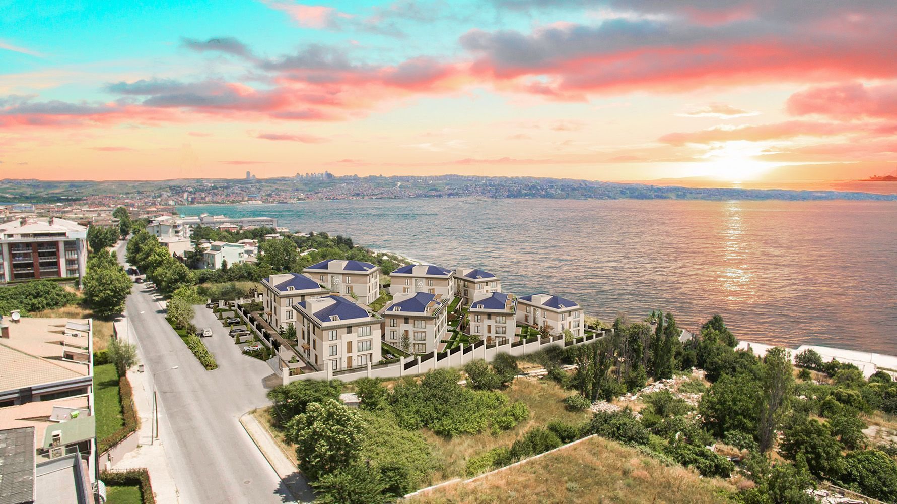 Lotus Yalı at sunset above the Marmara Sea