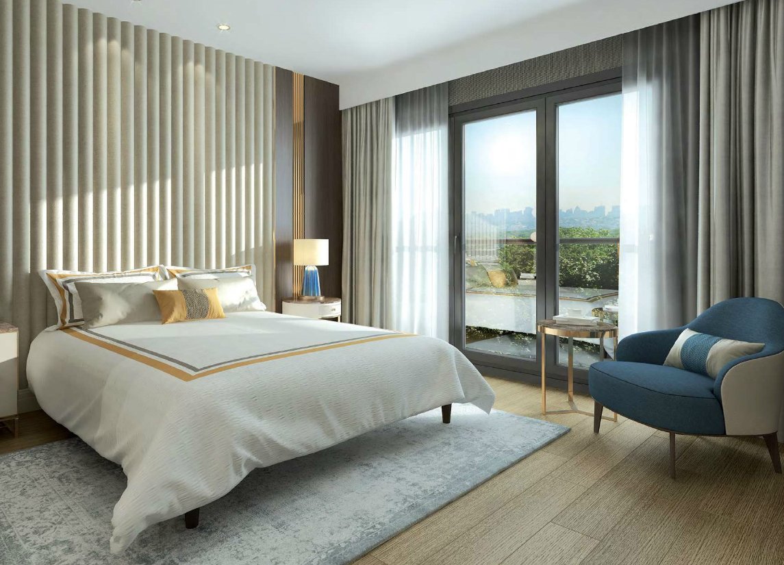 Referans Beşiktaş sample master bedroom with balcony doors