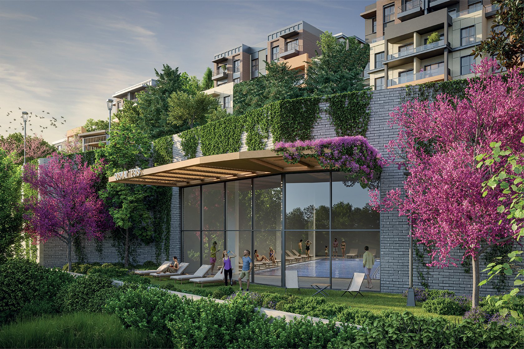 Referans Pendik glass indoor-pool pavilion in the gardens