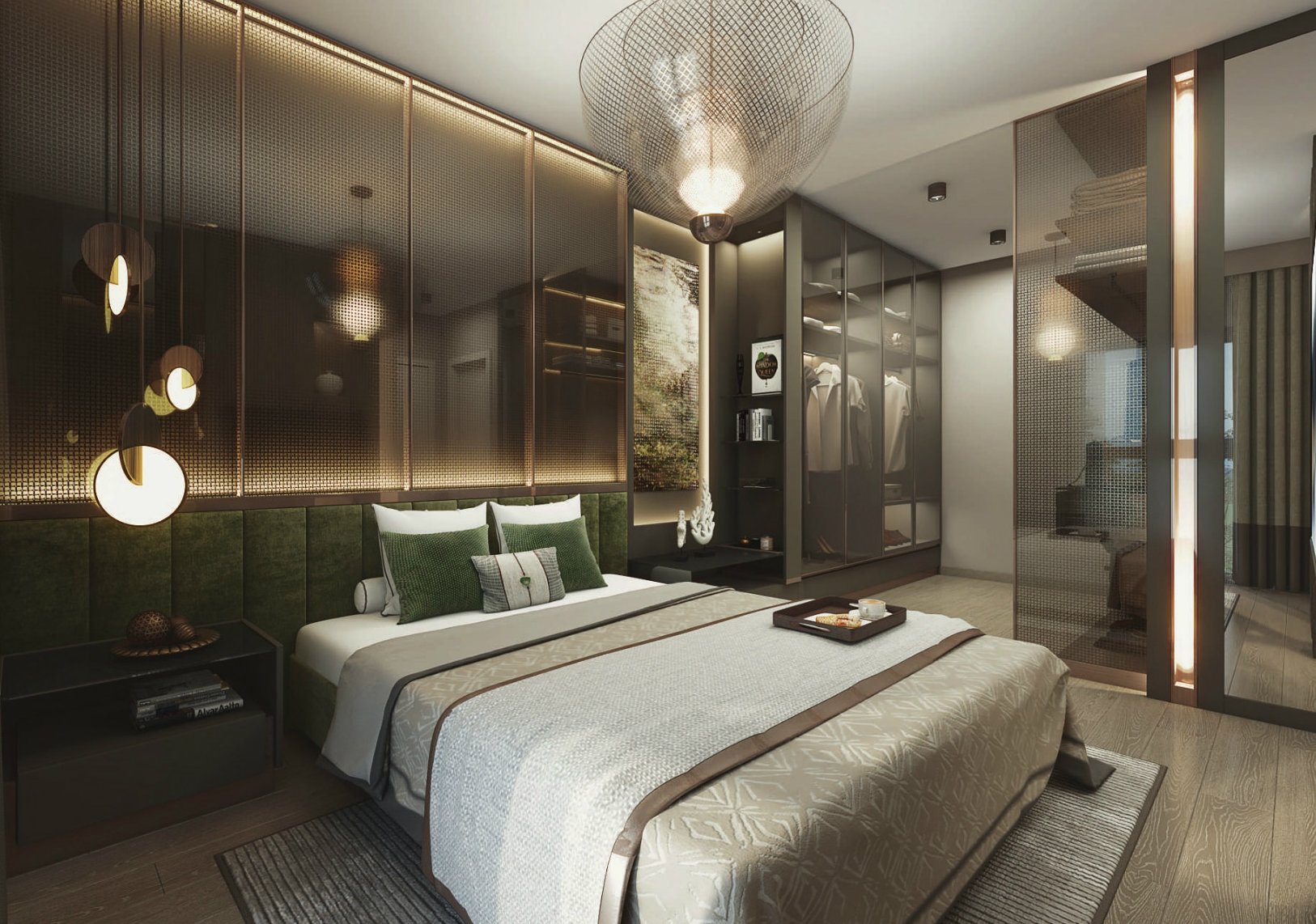 Referans Pendik sample master bedroom with a walk-in wardrobe