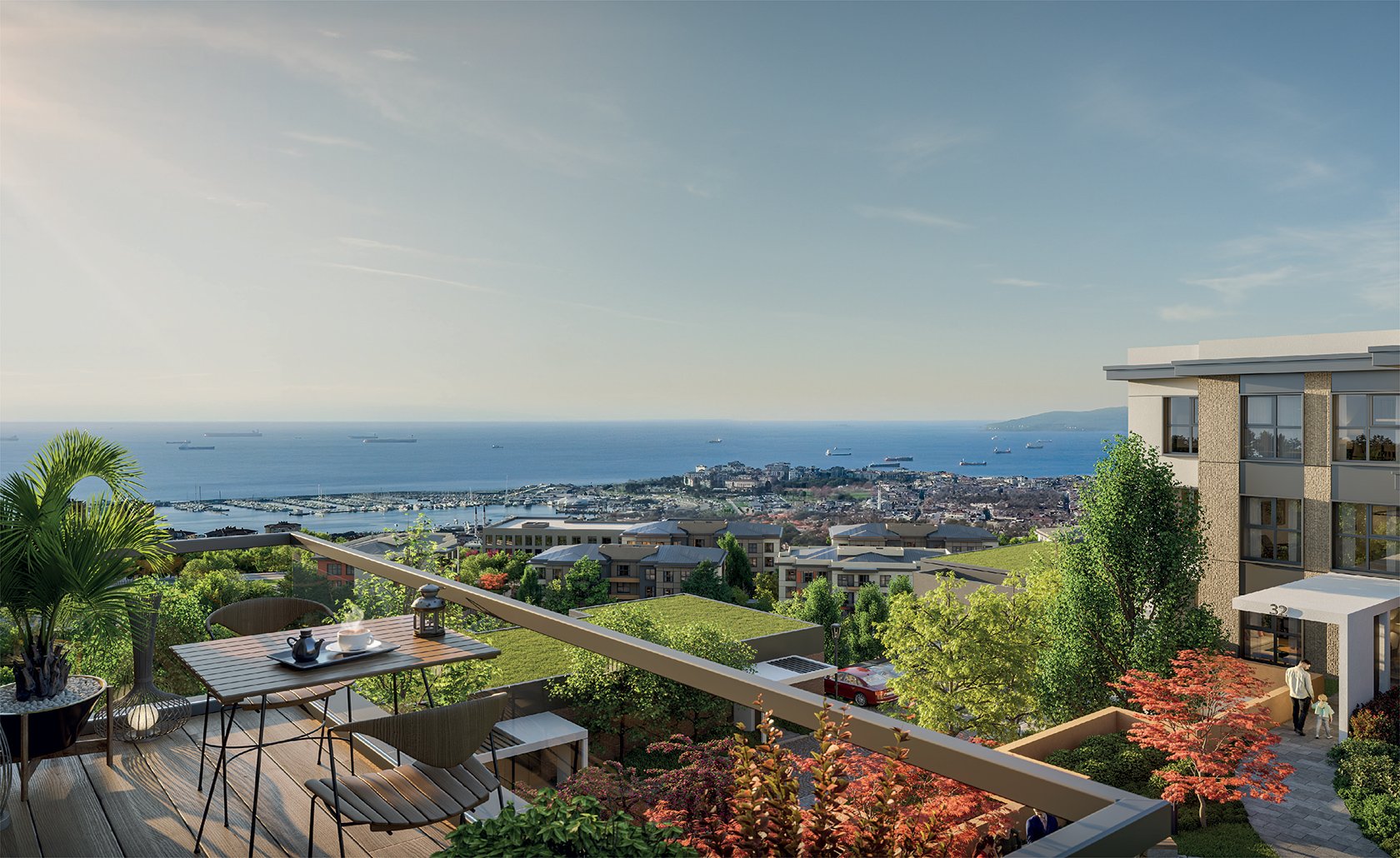 Referans Pendik private terrace overlooking Pendik marina and the sea